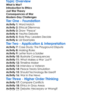 The Ethics Of War Worksheet Activity Booklet