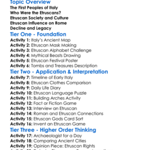 The Etruscans And Early Italy Worksheet Activity Booklet