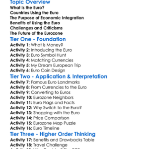 The Euro And Economic Integration Worksheet Activity Booklet