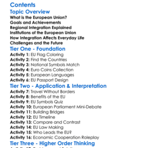The European Union And Regional Integration Worksheet Activity Booklet