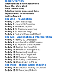 The European Union Formation Worksheet Activity Booklet