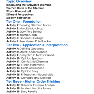The Euthyphro Dilemma Worksheet Activity Booklet