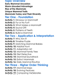 The Evolution Of Mammals Worksheet Activity Booklet
