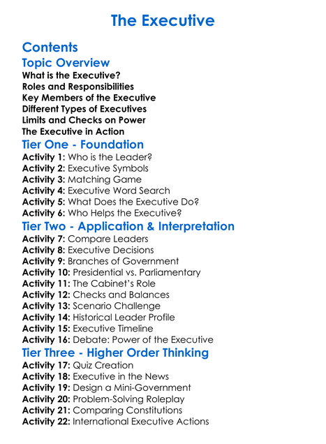 The Executive Worksheet Activity Booklet