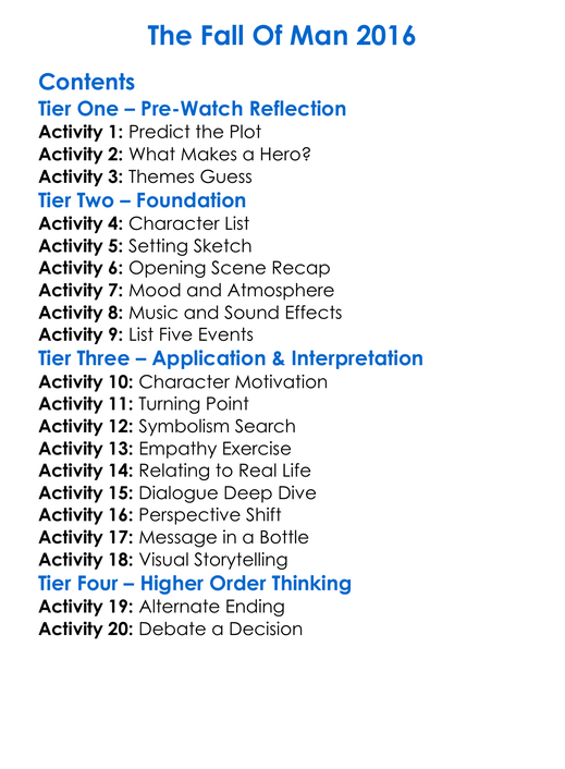 The Fall Of Man 2016 Worksheet Activity Booklet