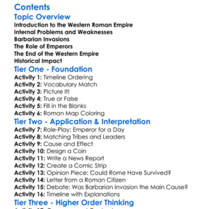 The Fall Of The Western Roman Empire Worksheet Activity Booklet