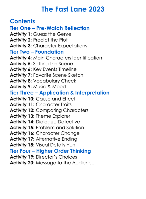 The Fast Lane 2023 Worksheet Activity Booklet