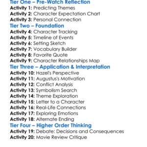 The Fault In Our Stars 2014 Worksheet Activity Booklet