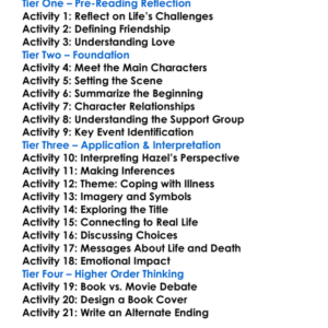 The Fault In Our Stars John Green Worksheet Activity Booklet