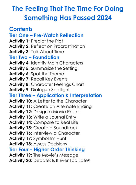 The Feeling That The Time For Doing Something Has Passed 2024 Worksheet Activity Booklet