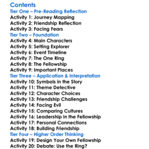 The Fellowship Of The Ring Jrr Tolkien Worksheet Activity Booklet