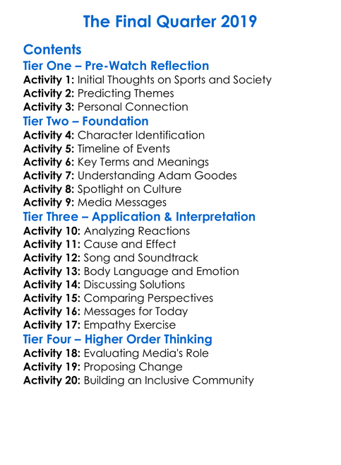 The Final Quarter 2019 Worksheet Activity Booklet