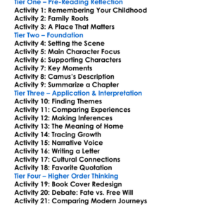 The First Man Albert Camus Worksheet Activity Booklet