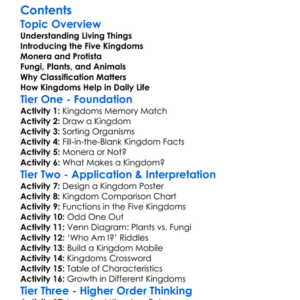 The Five Kingdoms Of Living Organisms Worksheet Activity Booklet