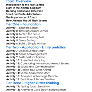The Five Senses In Animals Worksheet Activity Booklet
