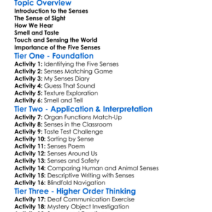 The Five Senses Worksheet Activity Booklet
