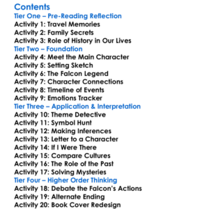 The Flight Of The Falcon Daphne Du Maurier Worksheet Activity Booklet