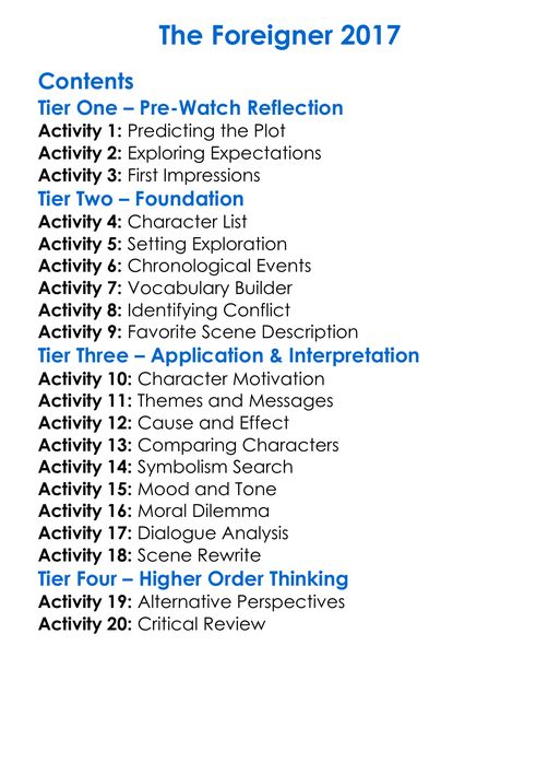 The Foreigner 2017 Worksheet Activity Booklet