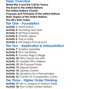 The Formation Of The United Nations Worksheet Activity Booklet