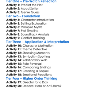 The Forsaken 2001 Worksheet Activity Booklet