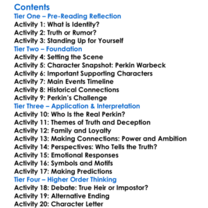 The Fortunes Of Perkin Warbeck Mary Shelley Worksheet Activity Booklet