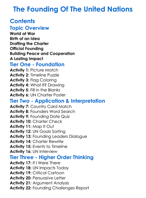 The Founding Of The United Nations Worksheet Activity Booklet
