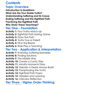 The Four Noble Truths And Eightfold Path Worksheet Activity Booklet