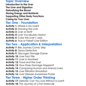 The Function Of The Liver Worksheet Activity Booklet