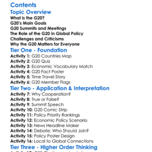 The G20 And Global Economic Policy Worksheet Activity Booklet