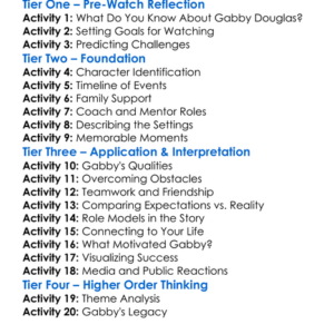 The Gabby Douglas Story 2014 Worksheet Activity Booklet