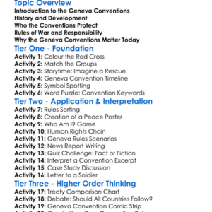 The Geneva Conventions Worksheet Activity Booklet