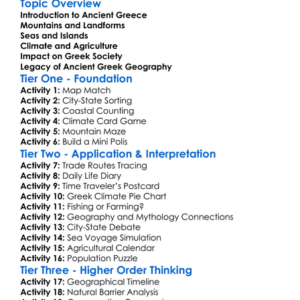 The Geography Of Ancient Greece Worksheet Activity Booklet