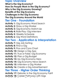 The Gig Economy Worksheet Activity Booklet