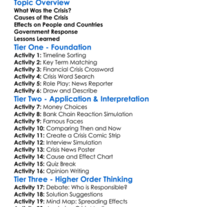 The Global Financial Crisis Of 2008 Worksheet Activity Booklet