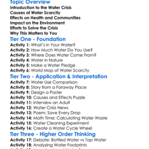 The Global Water Crisis Worksheet Activity Booklet