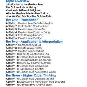 The Golden Rule Across Religions Worksheet Activity Booklet