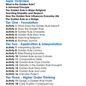 The Golden Rule In Various Religions Worksheet Activity Booklet