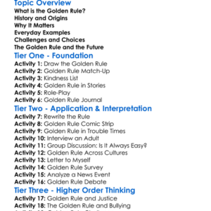 The Golden Rule Worksheet Activity Booklet