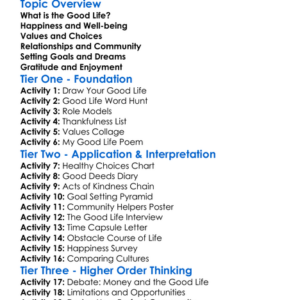 The Good Life Worksheet Activity Booklet