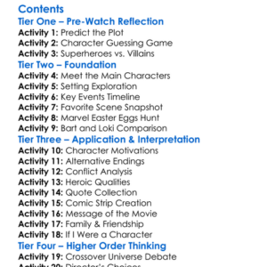 The Good The Bart And The Loki 2021 Worksheet Activity Booklet