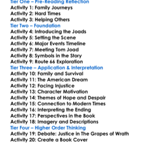The Grapes Of Wrath John Steinbeck Worksheet Activity Booklet