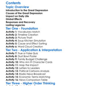 The Great Depression And Its Global Effects Worksheet Activity Booklet