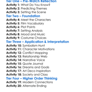 The Great Gatsby Worksheet Activity Booklet