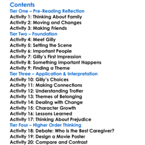 The Great Gilly Hopkins Katherine Paterson Worksheet Activity Booklet