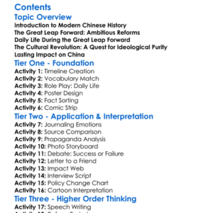 The Great Leap Forward And Cultural Revolution Worksheet Activity Booklet