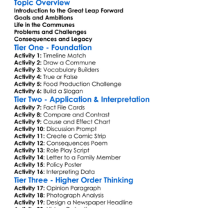 The Great Leap Forward In China Worksheet Activity Booklet