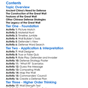 The Great Wall And Chinese Defense Strategies Worksheet Activity Booklet