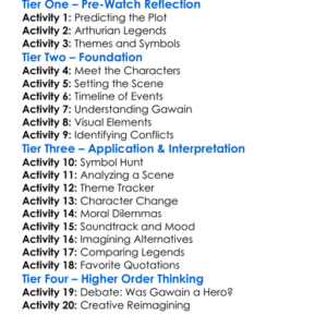 The Green Knight Worksheet Activity Booklet