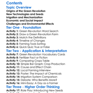 The Green Revolution And Agricultural Change Worksheet Activity Booklet