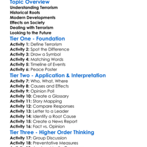 The Growth Of International Terrorism Worksheet Activity Booklet